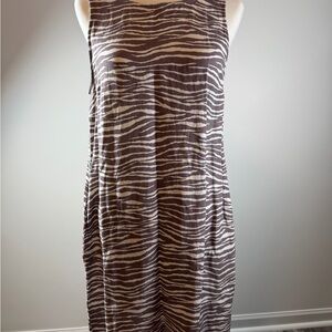 LOFT Brown & White Zebra Print Sleeveless Shift Dress Size 6